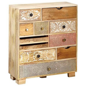 Landscape Kommode, Mehrfarbig, Natur, Metall, Mangoholz, massiv, 11 Schubladen, 75x85x30 cm, Wohnzimmer, Kommoden & Sideboards, Kommoden