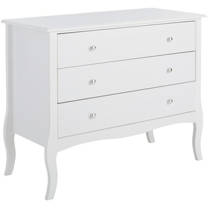 Landscape Kommode, Weiß, Metall, Pinie, massiv, 3 Schubladen, 100x80x45 cm, erweiterbar, Beimöbel erhältlich, stehend, Wohnzimmer, Kommoden & Sideboards, Kommoden