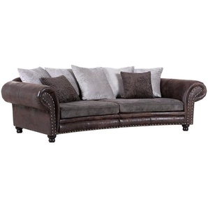 Landscape Megasofa , Hellgrau, Dunkelbraun , Textil , Uni , 3-Sitzer , Füllung: Schaumstoff , 276x81x140 cm , Stoffauswahl, Hocker erhältlich , Wohnzimmer, Sofas & Couches, Sofas, Bigsofas