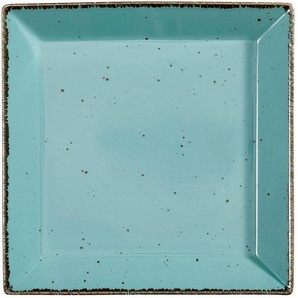 Landscape Servierplatte Urban Life, Türkis, Keramik, Used look, quadratisch, 28x28 cm, Lfgb, handgemacht, Tischkultur & Servieren, Servierplatten