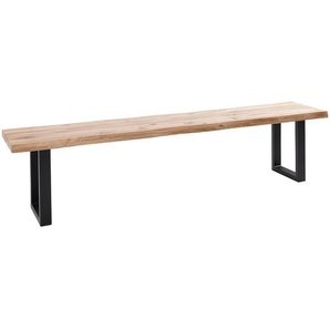 Landscape Sitzbank, Schwarz, Eiche, Holz, Wildeiche, massiv, 200x46x40 cm, abwischbar, Esszimmer, Bänke, Sitzbänke