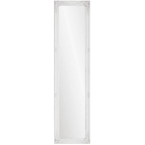 Landscape Standspiegel , Weiß , Glas , Eukalyptusholz , massiv , rechteckig , 40x160x4.5 cm , Wohnspiegel, Standspiegel