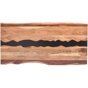Landscape Tischplatte, Schwarz, Akazie, Holz, Naturmaterialien, Akazie, 100x5.5x200 cm, Esszimmer, Tische, Esstische, Tischsysteme, Tischplatte