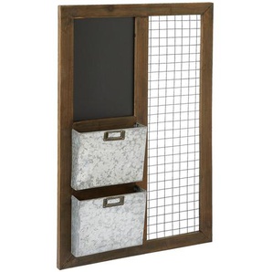 Landscape Wandregal, Braun, Grau, Holz, Metall, Tanne, massiv, 8x75x48 cm, hängend, Wohnzimmer, Regale, Wandregale