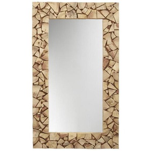 Landscape Wandspiegel , Akazie , Holz, Glas , Akazie , massiv , rechteckig , 120x70x4 cm , FSC , Verzierungen, senkrecht und waagrecht montierbar , Badezimmer, Badezimmerspiegel, Badspiegel