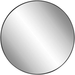 Landscape Wandspiegel, Schwarz, Metall, Glas, Holzwerkstoff, rund, 60x60x4 cm, Reach, Bsci, Spiegel, Wandspiegel