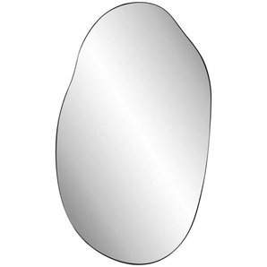 Landscape Wandspiegel, Schwarz, Metall, Glas, Holzwerkstoff, wellenförmig, 76x129x2.5 cm, Reach, Bsci, senkrecht und waagrecht montierbar, Spiegel, Wandspiegel