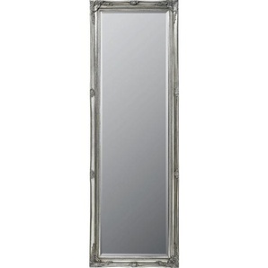 Landscape Wandspiegel, Silber, Holz, Glas, Tanne,Tanne, massiv, rechteckig, 50x150x3.3 cm, Facettenschliff, senkrecht und waagrecht montierbar, in