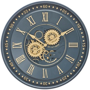 Landscape Wanduhr, Anthrazit, Gold, Metall, Kunststoff, Glas, 59x8x59 cm, Dekoration, Uhren, Wanduhren