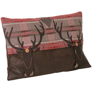 Landscape Zierkissen Hirsch, Rot, Braun, Textil, Rentier, Füllung: Polyester, 60x40x12 cm, Wohntextilien, Kissen, Dekokissen