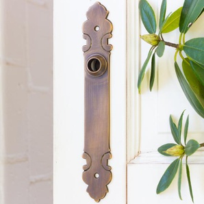 Langschild ohne Schlüsselloch - Einzeln  | Messing patiniert