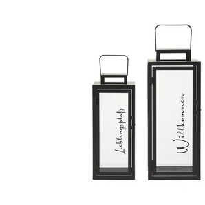 Laterne  2er-Set   ¦ schwarz ¦ Metall,Glas ¦ Maße (cm): B: 20 H: 50