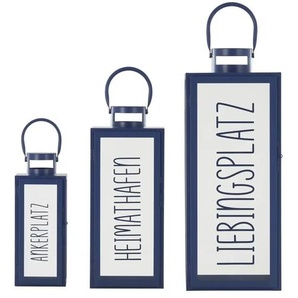 Laterne 3er Set - blau - Metall,Glas - 23,2 cm - 54 cm - cm 21,4 | Möbel Kraft