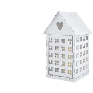 Laterne Haus - weiß - Metall - 18,5 cm - 32 cm - cm 18,0 | Möbel Kraft