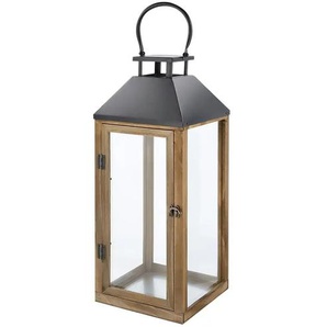 Laterne   ¦ holzfarben ¦ Holz,Metall,Stahl,Glas ¦ Maße (cm): B: 22,8 H: 57,8 T: 22.0