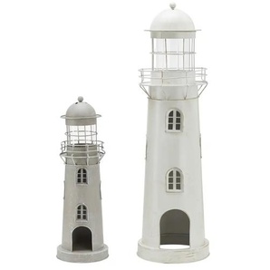 Laterne Leuchtturm  2er-Set   ¦ grau ¦ Eisen,Glas ¦ Maße (cm): H: 75  Ø: 22