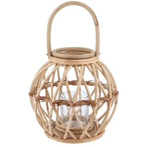 Laterne mit Glaseinsatz - braun - Rattan,Glas - 25 cm - 27.0 | Möbel Kraft