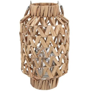 Laterne mit Glaseinsatz - braun - Seegras,Eisen,Glas - 39 cm - 23.0 | Möbel Kraft