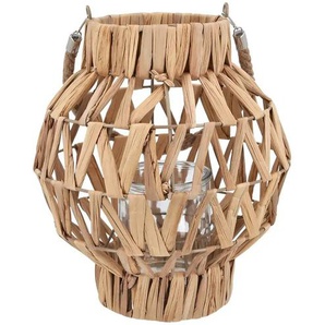 Laterne mit Glaseinsatz - braun - Seegras,Glas,Eisen - 31 cm - 27.0 | Möbel Kraft