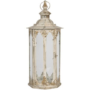 Clayre & Eef Laterne 59 cm Beige Eisen Rund Kerzenhalter