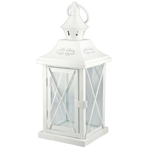 Laterne   ¦ weiß ¦ Metall,Glas ¦ Maße (cm): B: 12,7 H: 30 T: 12.7