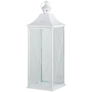 Laterne   ¦ weiß ¦ Metall,Glas ¦ Maße (cm): B: 32 H: 91 T: 32.0