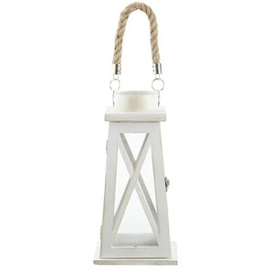 Laterne - weiß - Holz,Glas - 15 cm - 30,5 cm - cm 15,0 | Möbel Kraft