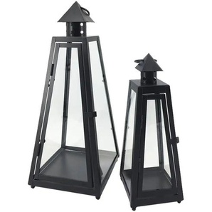 Laternen-Set 2-teilig - schwarz - Metall,Glas | Möbel Kraft
