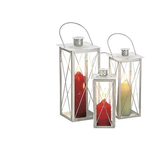 Laternen Set 3-teilig | weiß | Glas,Metall | 37 cm | 42 cm | cm 37,0 |