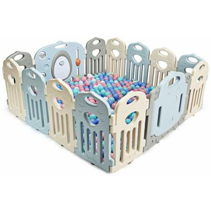 Laufgitter Laufstall Baby, Absperrgitter aus Kunststoff, Krabbelgitter Spielzaun fuer Kinder, Schutzgitter mit Tuer und Spielzeugboard - Costway