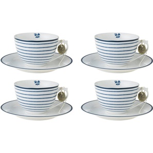 LAURA ASHLEY BLUEPRINT COLLECTABLES Cappuccinotasse Candy Stripe, Porzellan, 4 Tassen, 4 Untertassen