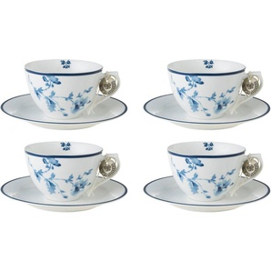 LAURA ASHLEY BLUEPRINT COLLECTABLES Cappuccinotasse China Rose, Porzellan, 4 Tassen, 4 Untertassen