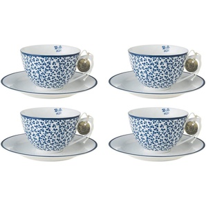 LAURA ASHLEY BLUEPRINT COLLECTABLES Cappuccinotasse Floris, Porzellan, 4 Tassen, 4 Untertassen