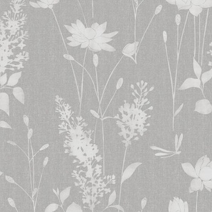 LAURA ASHLEY Vliestapete Dragonfly Garden Tapeten FSC zertifiziert, mit lebhaftem Druck, 10 Meter Länge Gr. B/L: 0,52 m x 10 m, Rollen: 1 St., grau (stahlgrau) Blumentapeten