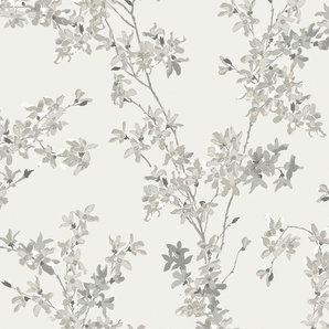 LAURA ASHLEY Vliestapete Forstyhia Tapeten FSC zertifiziert, mit lebhaftem Druck, 10 Meter Länge Gr. B/L: 0,52 m x 10 m, Rollen: 1 St., grau (stahlgrau) Blumentapeten