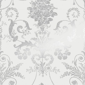 LAURA ASHLEY Vliestapete Josette Tapeten FSC zertifiziert, mit lebhaftem Druck, 10 Meter Länge Gr. B/L: 0,52 m x 10 m, Rollen: 1 St., silberfarben (silber) Vliestapeten