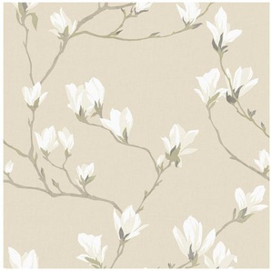 LAURA ASHLEY Vliestapete Magnolia Grove, gemustert, FSC® zertifiziert, mit lebhaftem Druck, 10 Meter Länge