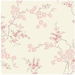LAURA ASHLEY Vliestapete Oriental Blossom Blush, FSC® zertifiziert, mit lebhaftem Druck, 10 Meter Länge