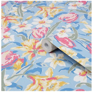 LAURA ASHLEY Vliestapete Tulips China Blue, texturiert, (1 St), 10mx52cm