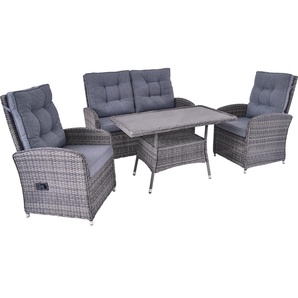 LC Garden »Bailado« Lounge Set 4-tlg. omega grau aus handgeflochtenem Polyrattan inkl. Sitzkissen 188000