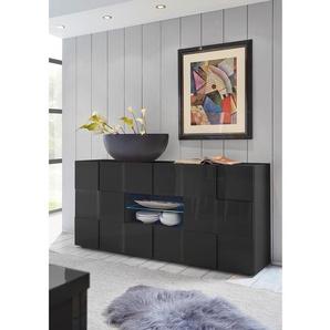 LC Spa Sideboard Dama II Hochglanz Anthrazit Spanplatte 181x84x42 cm (BxHxT) Modern 2-türig 2 Schubladen