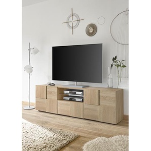 TV-Lowboard Dama II Spanplatte, lackiert Beige/Eiche Sonoma Dekor 181 x 57 x 42cm