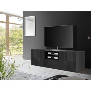 TV-Lowboard Dama II Spanplatte, lackiert Grau/Hochglanz Anthrazit 181 x 57 x 42cm