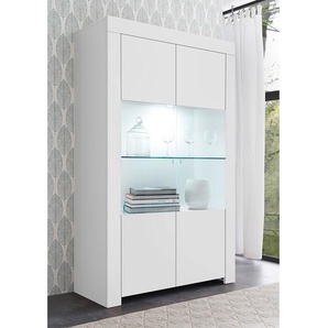 Vitrinenschrank Firenze 110 x 186 x 42cm Weiß/Matt Weiß