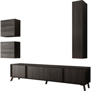 Wohnwand LC City Kastenmöbel-Sets schwarz (schwarz holzstruktur) Wohnwände 4-tlg.