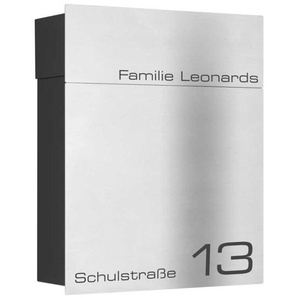 LCD Premium Briefkasten Edelstahl mit Beschriftung Namen Strasse und Hausnummer