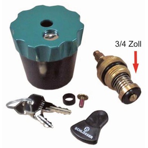 Le Sanitaire - Wassersafe 3/4 Zoll abschließbar für Auslaufventil inkl. Spindel für Garten Wasserhahn