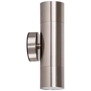 LED Außen-Wandleuchte HAVIT LIGHTING FORTIS Lampen Gr. 2 flammig, Ø 6 cm Höhe: 9 cm, Außen-Wandleuchte, silberfarben (edelstahlfarben) LED Außenwandleuchten Lampen