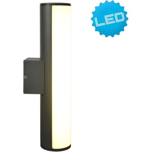 LED Außen-Wandleuchte NÄVE Flair Lampen Gr. 1 flammig, Ø 6,50 cm Höhe: 30,00 cm, grau (dunkelgrau) Außenwandleuchten Aluminium dunkelgrau Länge 30cm IP54 warmweißes Licht