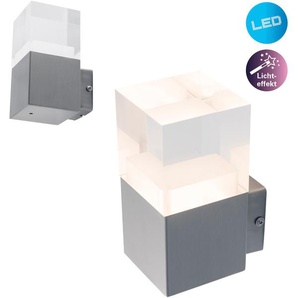 LED Außen-Wandleuchte NÄVE Leah Lampen Gr. 1 flammig, Höhe: 16,00 cm, grau Außenwandleuchten EdelstahlKunststoff in metall blankopal incl. 15x LED warmweiß IP44